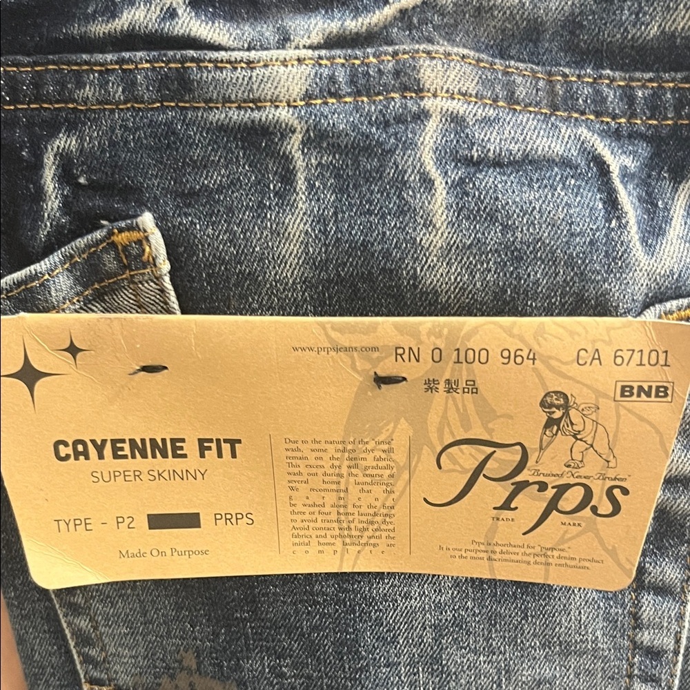 PRPS Blue Painters Wash Men's Skinny Jeans - Picture 7 of 10